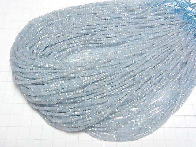 【動画】【素晴らしい輝き】アクアマリンAA++ 極小キューブカット2×2×2mm 1連(約37cm) サムネイル4