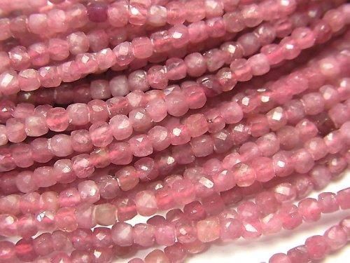 【動画】【素晴らしい輝き】ピンクトルマリンAA++ 極小キューブカット2×2×2mm 1連(約37cm)の画像