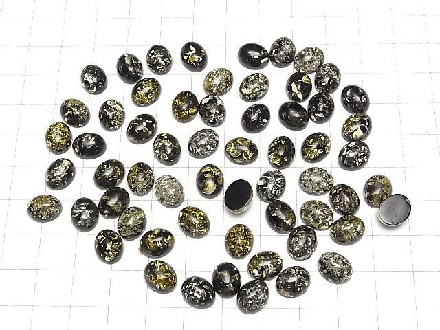 【動画】クラック入りブラックカラーアンバー(琥珀) オーバル カボション10×8mm 3個 サムネイル4