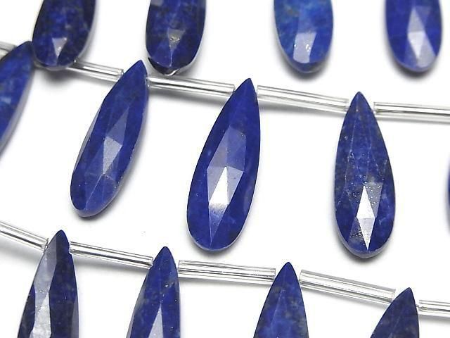 【動画】ラピスラズリAA++ 縦長ペアシェイプ ブリオレットカット24×8mm 1連(8粒)の画像