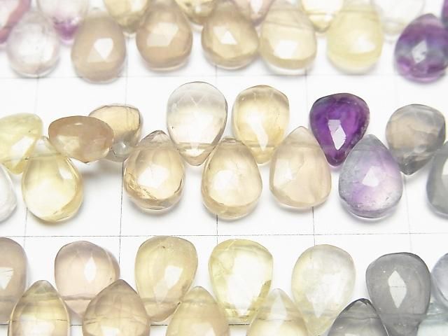 【動画】マルチカラーフローライトAA++ ペアシェイプ ブリオレットカット 1連(約18cm) サムネイル2