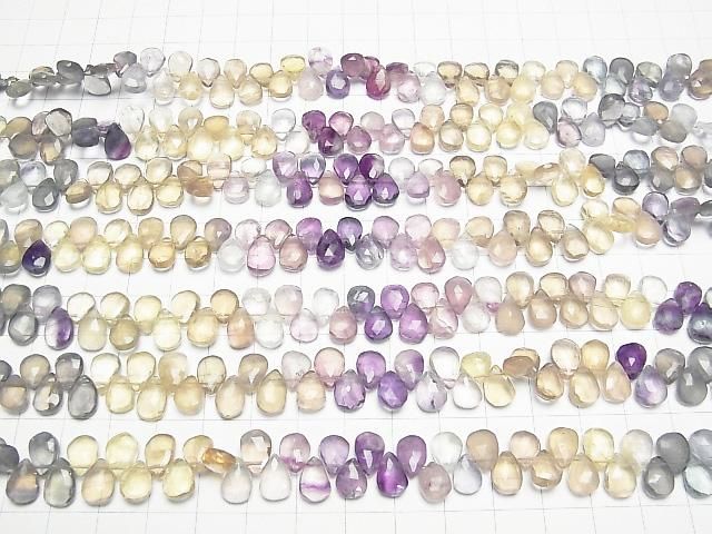 【動画】マルチカラーフローライトAA++ ペアシェイプ ブリオレットカット 1連(約18cm) サムネイル4