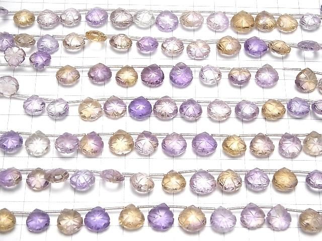【動画】宝石質アメジスト×シトリンAAA 彫刻入りマロン 1連(16粒) サムネイル4