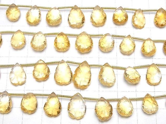 【動画】宝石質シトリンAAA 彫刻入りペアシェイプ 1連(15粒) サムネイル3