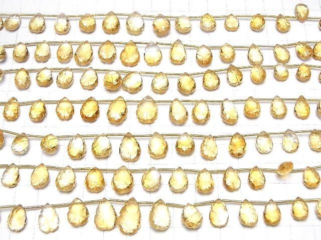 【動画】宝石質シトリンAAA 彫刻入りペアシェイプ 1連(15粒) サムネイル4