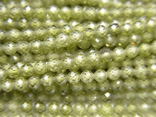 【動画】【素晴らしい輝き】キュービックジルコニアAAA ラウンドカット3mm 【グリーン】 1連(約35cm)の画像