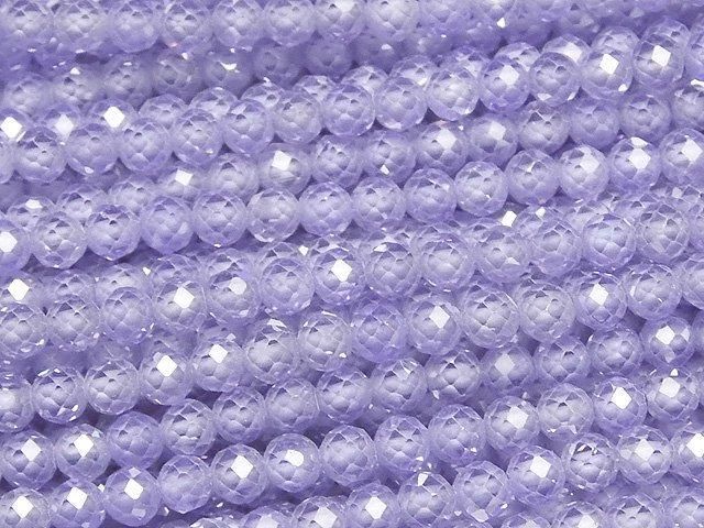 【動画】【素晴らしい輝き】キュービックジルコニアAAA ラウンドカット3mm 【ラベンダーブルー】 1連(約36cm)の画像