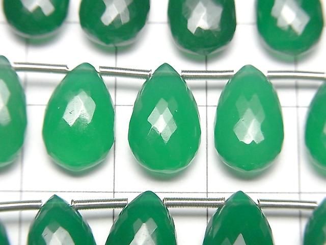 【動画】【極上カット】宝石質グリーンオニキスAAA ペアシェイプ ブリオレットカット 1連(8粒) サムネイル2