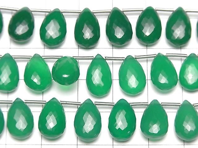 【動画】【極上カット】宝石質グリーンオニキスAAA ペアシェイプ ブリオレットカット 1連(8粒) サムネイル3