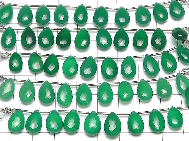 【動画】【極上カット】宝石質グリーンオニキスAAA ペアシェイプ ブリオレットカット 1連(8粒) サムネイル4