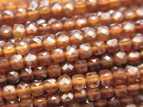 【動画】【素晴らしい輝き】宝石質ヘソナイトAAA キューブカット4×4×4mm 1連(約37cm)の画像