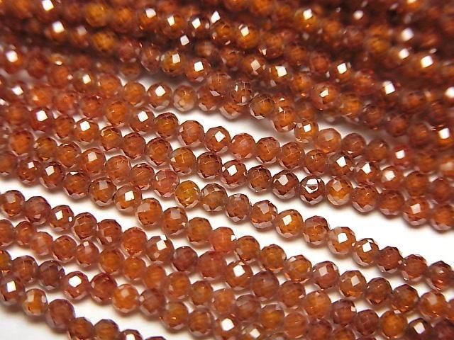 【動画】【素晴らしい輝き】キュービックジルコニアAAA 極小ラウンドカット2mm 【ダークオレンジ】 1連(約35cm)の画像