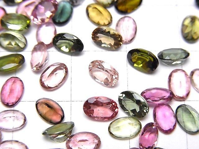 【動画】宝石質マルチカラートルマリンAAA ルース オーバルファセットカット6×4mm 5粒 サムネイル2