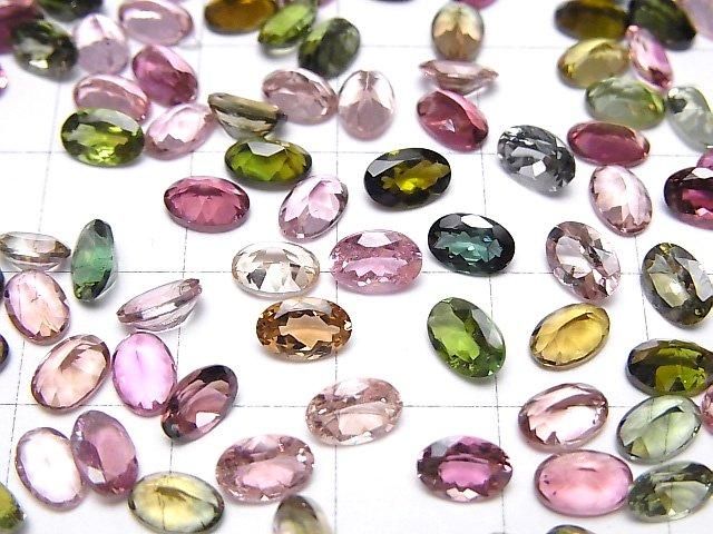【動画】宝石質マルチカラートルマリンAAA ルース オーバルファセットカット6×4mm 5粒 サムネイル3