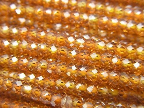 【動画】【素晴らしい輝き】キュービックジルコニアAAA ボタンカット3×3×2mm 【オレンジ×イエロー】 1連(約36cm)の画像
