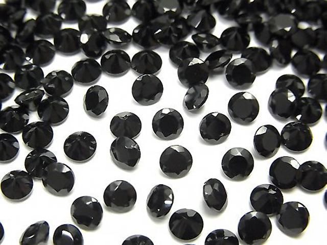 【動画】宝石質ブラックスピネルAAA ルース ラウンドファセットカット4×4mm 10粒の画像