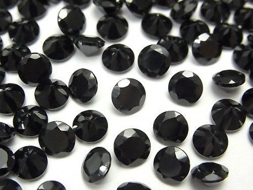 【動画】宝石質ブラックスピネルAAA ルース ラウンドファセットカット6×6mm 5粒の画像