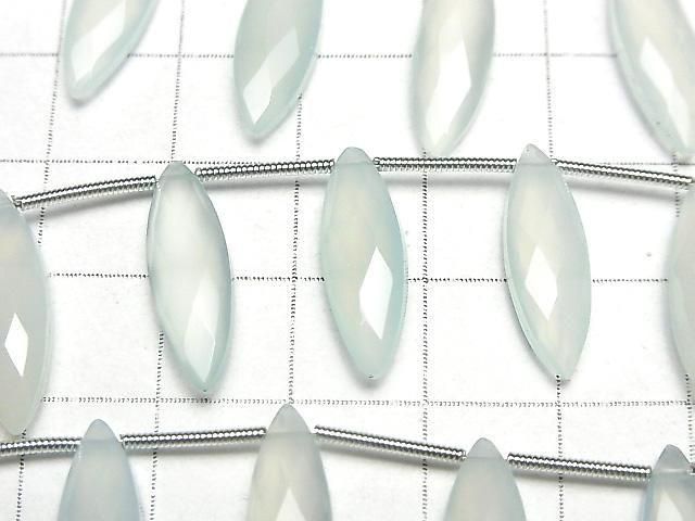【動画】シーブルーカルセドニーAAA マーキスカット20×6mm 1連(12粒) サムネイル2