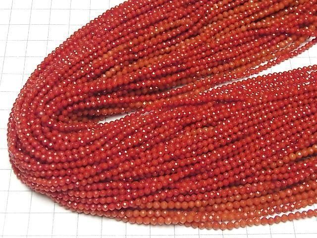 【動画】赤珊瑚・レッドコーラル(染) ラウンドカット3mm 1連(約36cm) サムネイル4