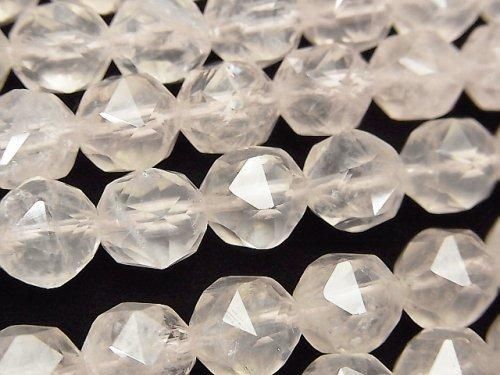 【動画】【素晴らしい輝き】マダガスカル産ローズクォーツAA++ スターラウンドカット10mm 1/4連~1連(約38cm)の画像