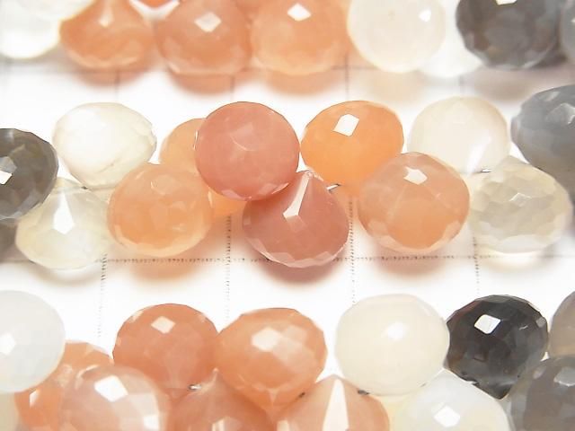 【動画】宝石質マルチカラームーンストーンAAA オニオン ブリオレットカット 半連/1連(約18cm) サムネイル2