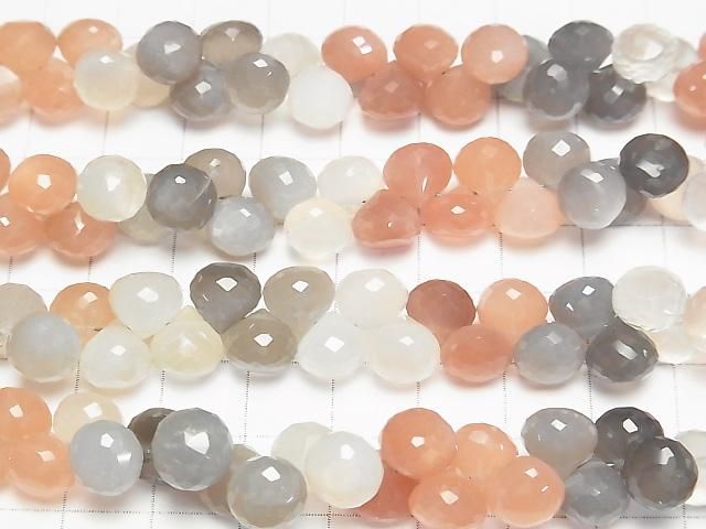 【動画】宝石質マルチカラームーンストーンAAA オニオン ブリオレットカット 半連/1連(約18cm) サムネイル3