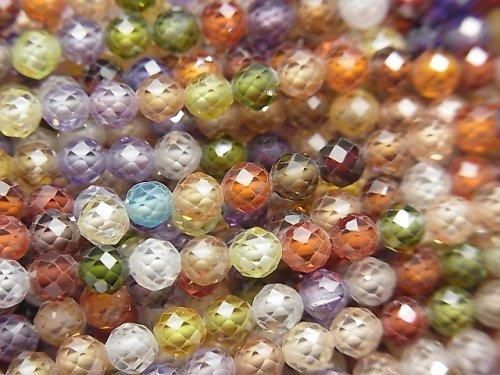 【動画】【素晴らしい輝き】キュービックジルコニアAAA ラウンドカット4mm 【マルチカラー】 1連(約35cm)の画像