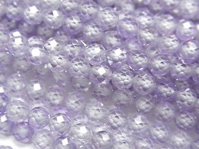 【動画】【素晴らしい輝き】キュービックジルコニアAAA ラウンドカット4mm 【ラベンダーブルー】 1連(約36cm)の画像
