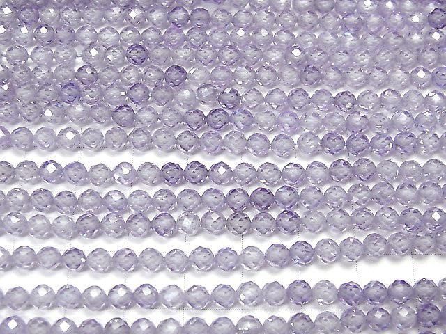 【動画】【素晴らしい輝き】キュービックジルコニアAAA ラウンドカット4mm 【ラベンダーブルー】 1連(約36cm) サムネイル3