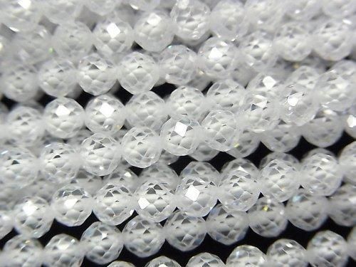 【動画】【素晴らしい輝き】ホワイトカラーキュービックジルコニアAAA ラウンドカット4mm 1連(約34cm)の画像