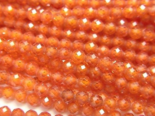 【動画】【素晴らしい輝き】キュービックジルコニアAAA ラウンドカット3mm 【レッドオレンジ】 1連(約35cm)の画像