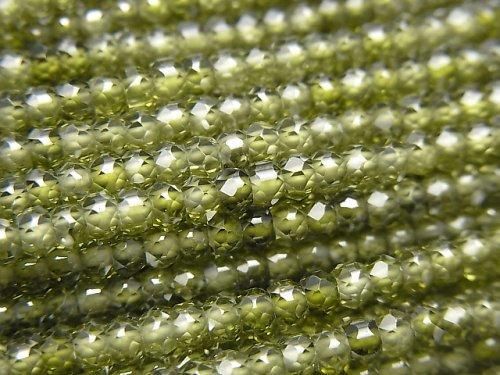 【動画】【素晴らしい輝き】キュービックジルコニアAAA ボタンカット3×3×2mm 【グリーン】 1連(約36cm)の画像