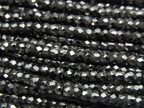 【動画】【素晴らしい輝き】キュービックジルコニアAAA ボタンカット3×3×2mm 【ブラック】 1連(約36cm)の画像