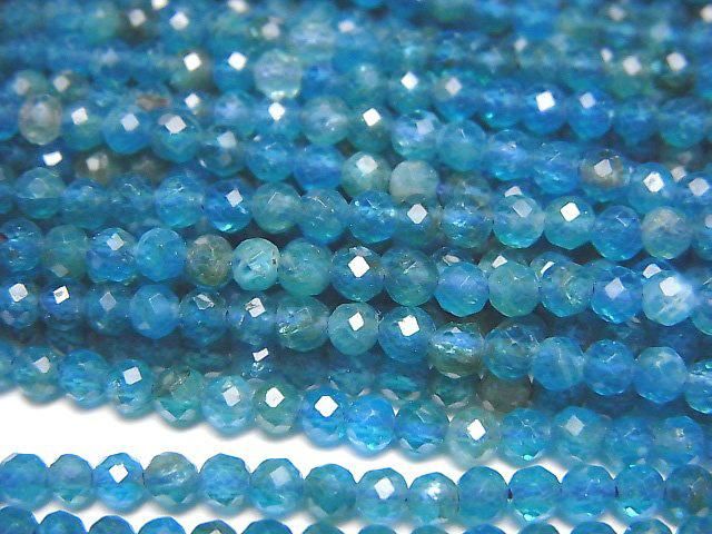 【動画】【素晴らしい輝き】ブルーアパタイトAA++ ラウンドカット3mm 1連(約37cm)の画像