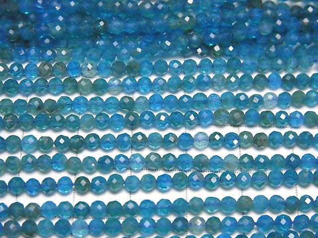 【動画】【素晴らしい輝き】ブルーアパタイトAA++ ラウンドカット3mm 1連(約37cm) サムネイル3