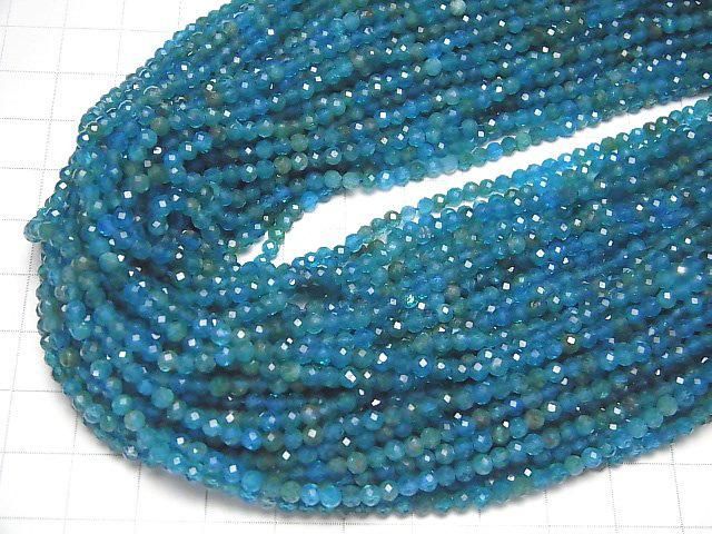 【動画】【素晴らしい輝き】ブルーアパタイトAA++ ラウンドカット3mm 1連(約37cm) サムネイル4