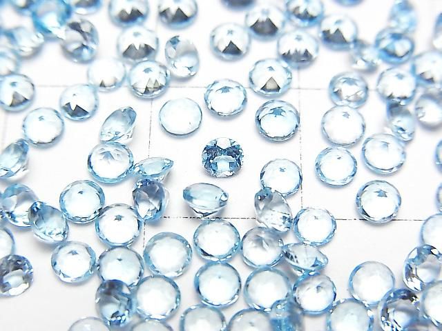 【動画】宝石質スイスブルートパーズAAA ルース ラウンドファセットカット3×3mm 10粒 サムネイル2