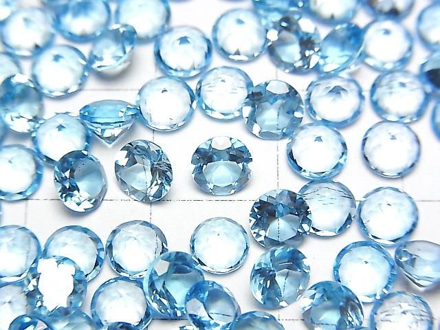 【動画】宝石質スイスブルートパーズAAA ルース ラウンドファセットカット5×5mm 5粒 サムネイル2