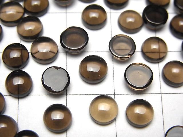 【動画】宝石質スモーキークォーツAAA ラウンド カボション6×6mm 10個 サムネイル2