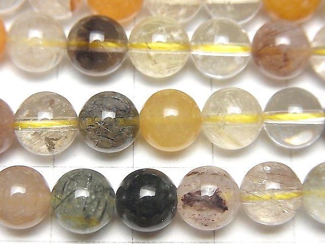 【動画】マルチカラー ルチルクォーツAAA ラウンド8mm 半連/1連(約36cm) サムネイル2