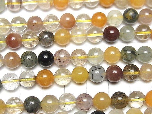 【動画】マルチカラー ルチルクォーツAAA ラウンド8mm 半連/1連(約36cm) サムネイル3