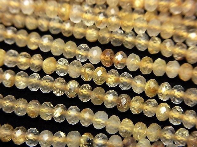 【動画】【素晴らしい輝き】ルチルクォーツAAA ボタンカット3×3×2mm 1連(約37cm)の画像