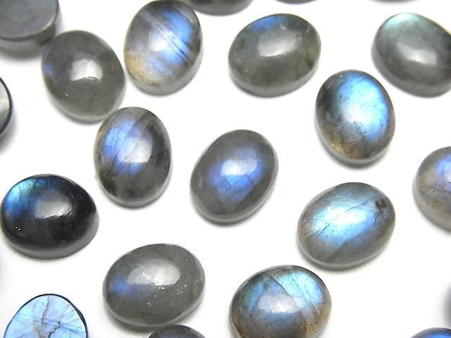 【動画】ブルーラブラドライトAA++ オーバル カボション10×8mm 3個の画像