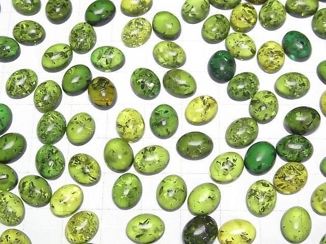 【動画】クラック入りグリーンカラーアンバー(琥珀) オーバル カボション10×8mm 2個 サムネイル4