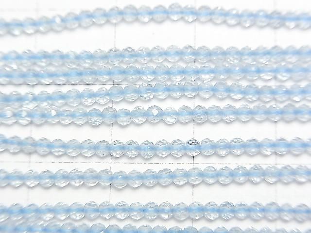【動画】【素晴らしい輝き】宝石質スカイブルートパーズAAA- 極小ラウンドカット 2mm 1連(約30cm) サムネイル2