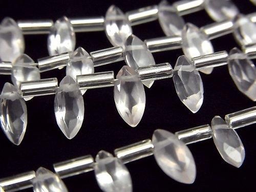 【動画】宝石質ローズクォーツAAA- マーキスファセットカット8×4mm 1連(18粒)の画像