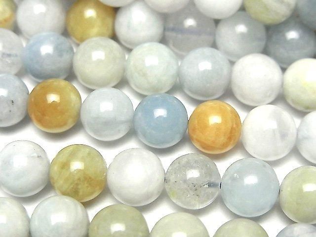 【動画】マルチカラーアクアマリンAA ラウンド8mm 半連/1連(約36cm)の画像
