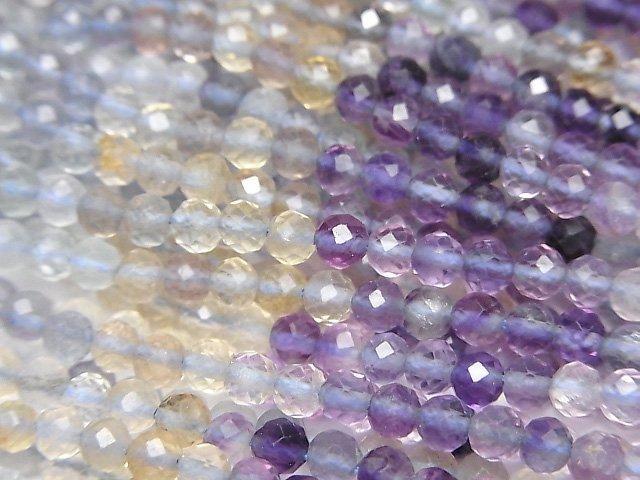 【動画】【素晴らしい輝き】マルチカラーフローライトAAA- ラウンドカット3mm 1連(約37cm)の画像