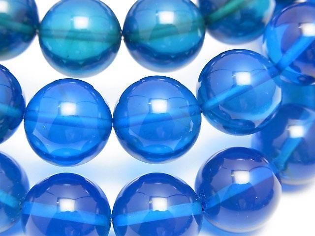 【動画】ブルーカラーアンバー(琥珀) ラウンド12mm 1連(ブレス)の画像