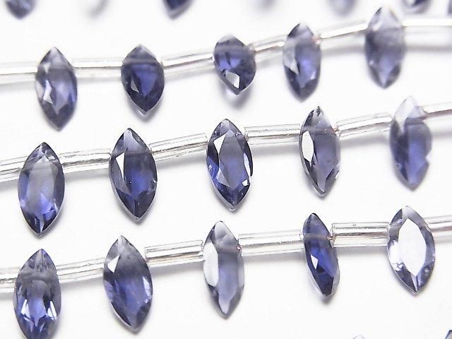 【動画】宝石質アイオライトAAA マーキスファセットカット8×4mm 半連/1連(18粒)の画像